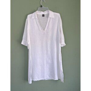 TU 100% Linen Tunic Mini Dress sz 16 Minimalist Beach Coastal Clean Girl